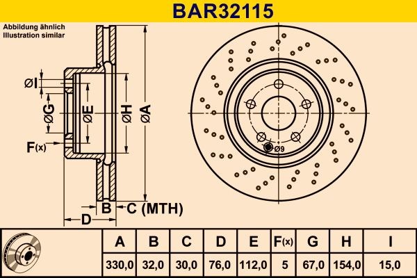 Barum Disco freno BAR32115 BAR32115 costo Dischi freno MERCEDES-BENZ T2 Barum