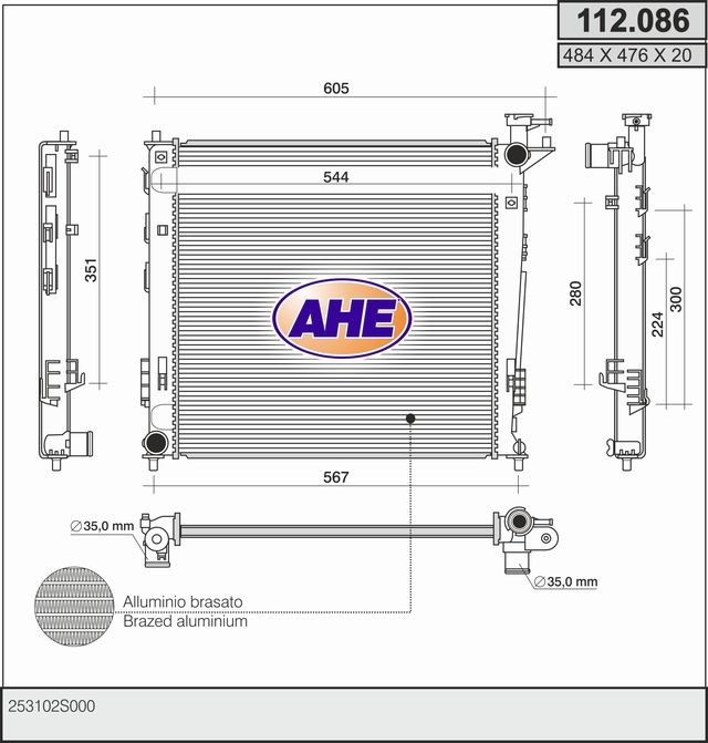 AHE Radiatore motore 112.086 112.086 costo Radiatore AHE KIA SPORTAGE