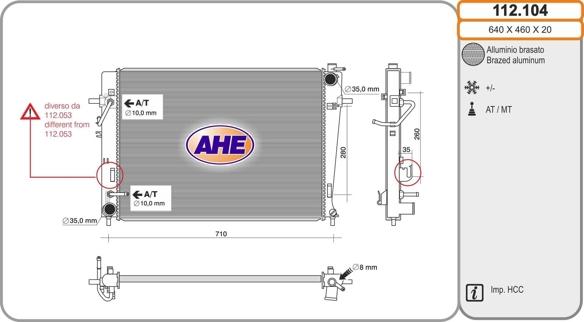 AHE Radiatore motore 112.104 112.104 costo Radiatore KIA SPORTAGE AHE