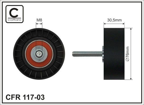 CAFFARO Galoppino guidacinghia, cinghia Poly-V 117-03 CAFFARO 117-03 Cuscinetto cinghia servizi Seat Ibiza 6L originale prezzo