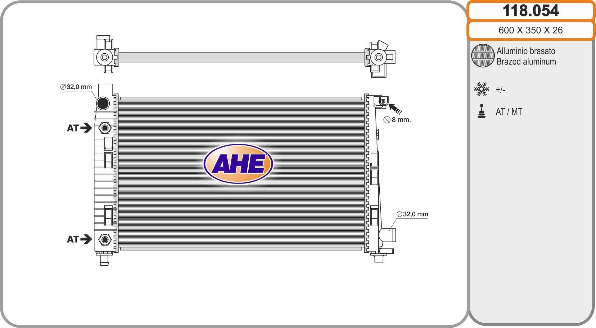 AHE Radiateur 118.054 Mercedes-Benz V-Klasse Radiateur, koelvloeistof AHE 118.054