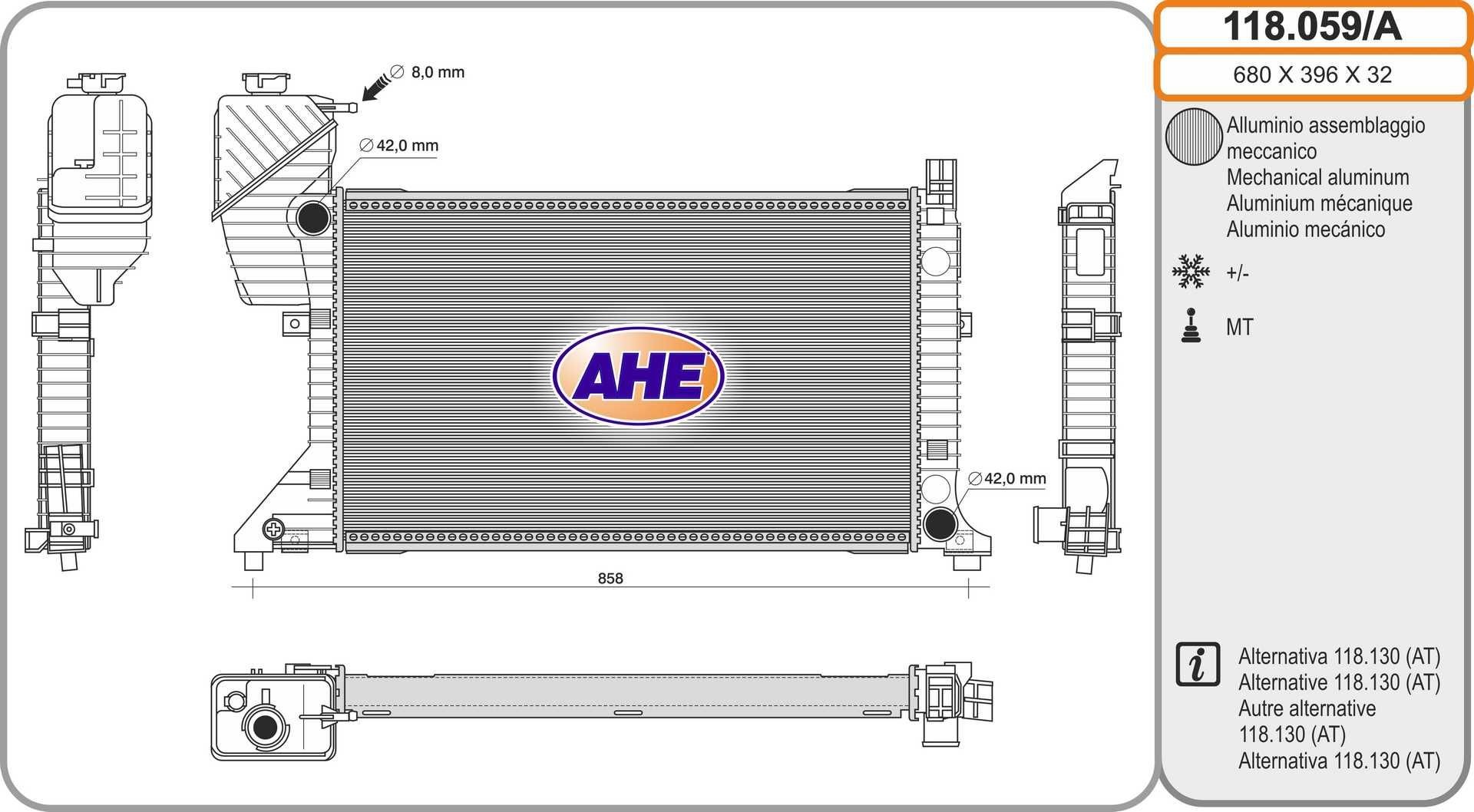 AHE Radiateur 118.059/A AHE 118.059/A Radiator Mercedes Sprinter 4t goedkoop