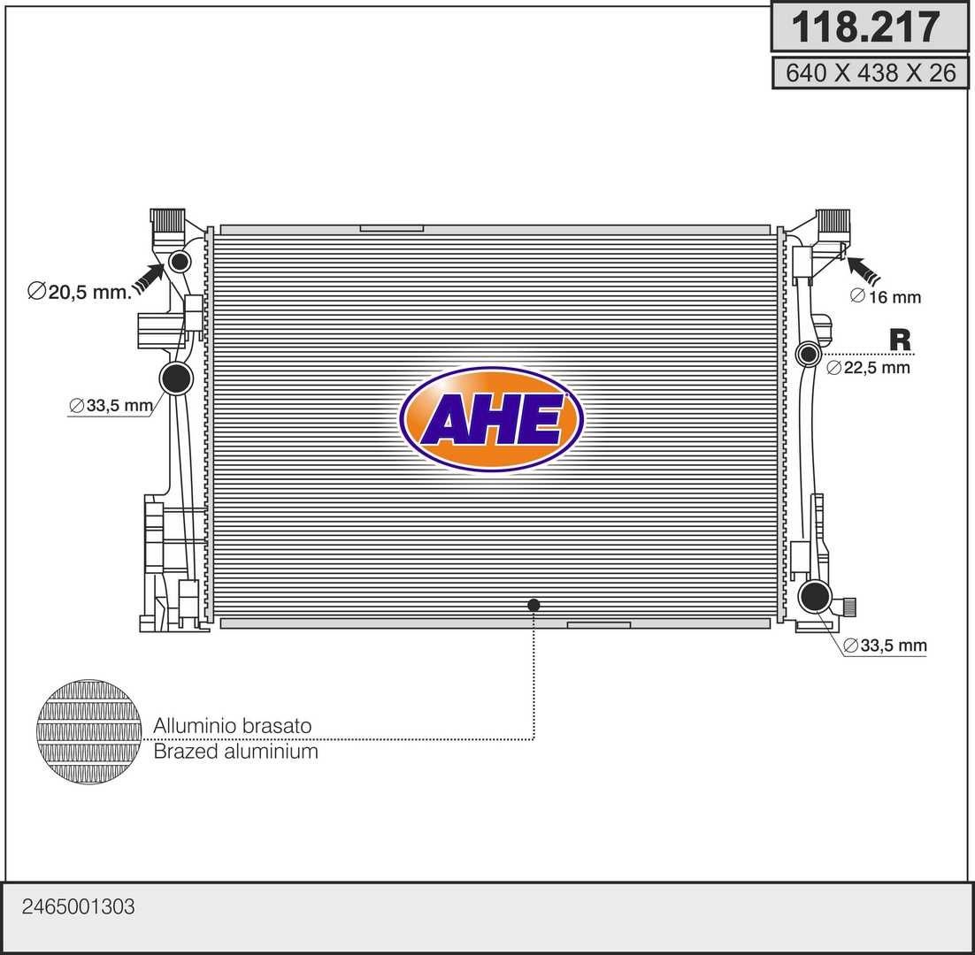 AHE Radiatore motore 118.217 118.217 Radiatore AHE MERCEDES-BENZ SPRINTER costo