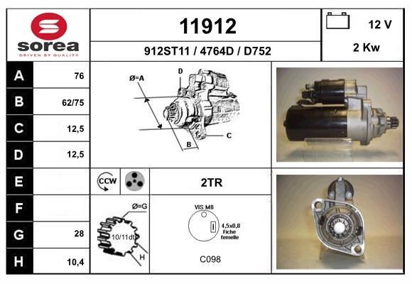 EAI Starter motor 11912 11912 EAI starter motor VW CADDY