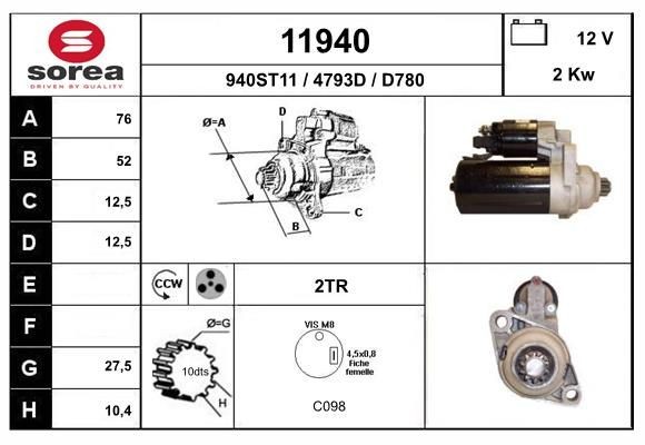 EAI Motorino avviamento 11940 11940 costo Motorino avviamento Volkswagen LUPO EAI