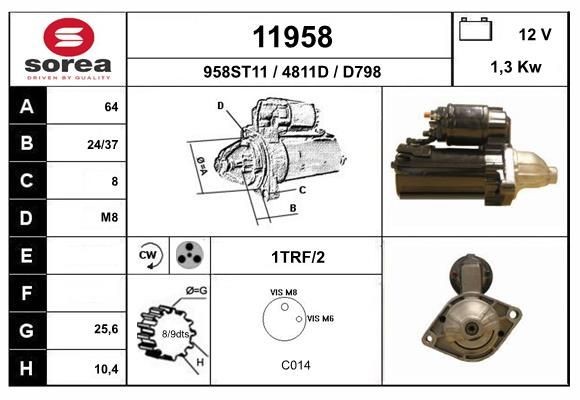 EAI Starter 11958 Starter motor EAI Fiat CROMA 11958