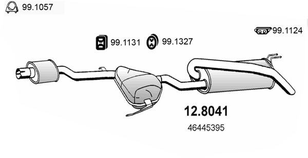 ASSO Midden- / einddemper 12.8041 ASSO 12.8041 Achterdemper voor de uitlaat Fiat Bravo 182 originele prijs
