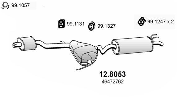 ASSO Pot de détente / silencieux arrière 12.8053 ASSO Silencieux arrière FIAT 12.8053