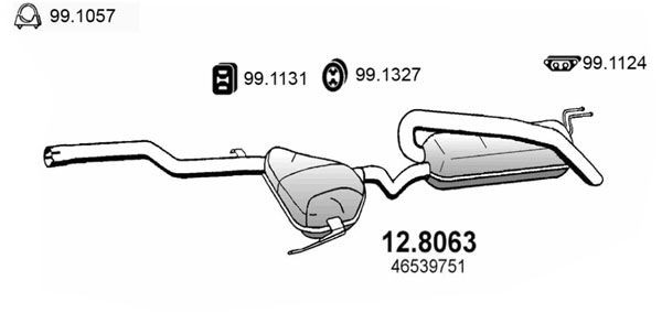 ASSO Midden- / einddemper 12.8063 ASSO 12.8063 originele Einddemper Fiat Bravo 182 kosten