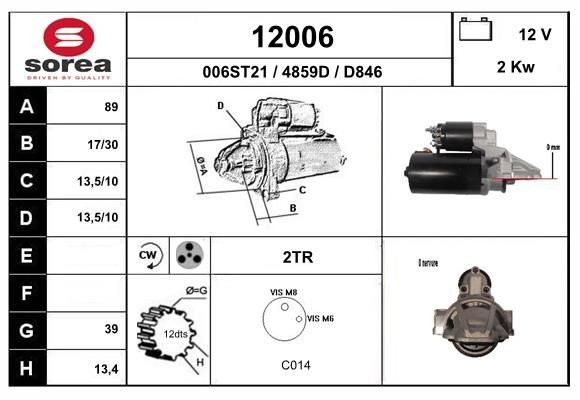 EAI Starter 12006 Starter motor EAI CROMA 12006 billig