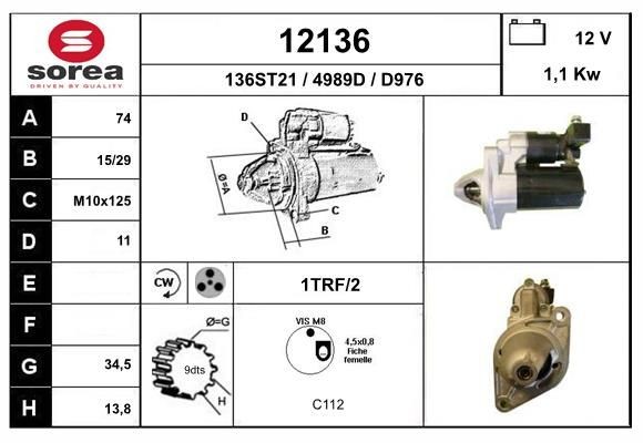 EAI Starter 12136 Startmotor EAI VERSO 12136 billige