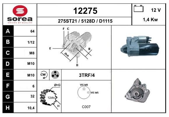 EAI Startmotor 12275 12275 EAI startmotor NISSAN SUNNY