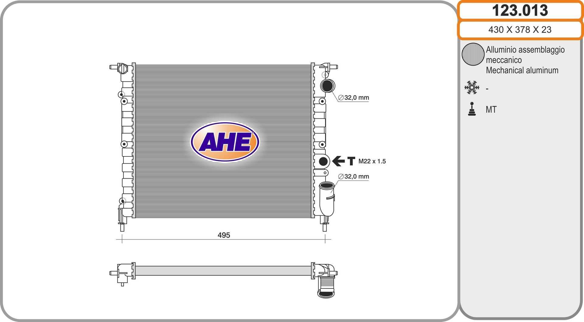 AHE Chladič motora 123.013 AHE 123.013 Chladič motora Renault R21 B48 cena