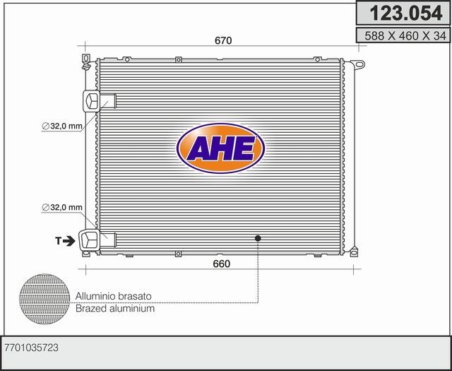 Engine radiator AHE 123.054 AHE 123.054 Renault SAFRANE 2000 Radiators price