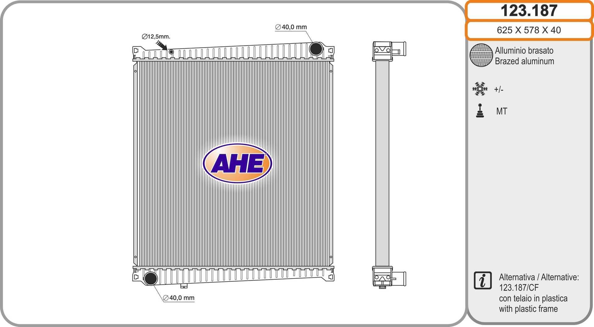 AHE Radiateur 123.187 123.187 Radiateur RENAULT MEGANE AHE