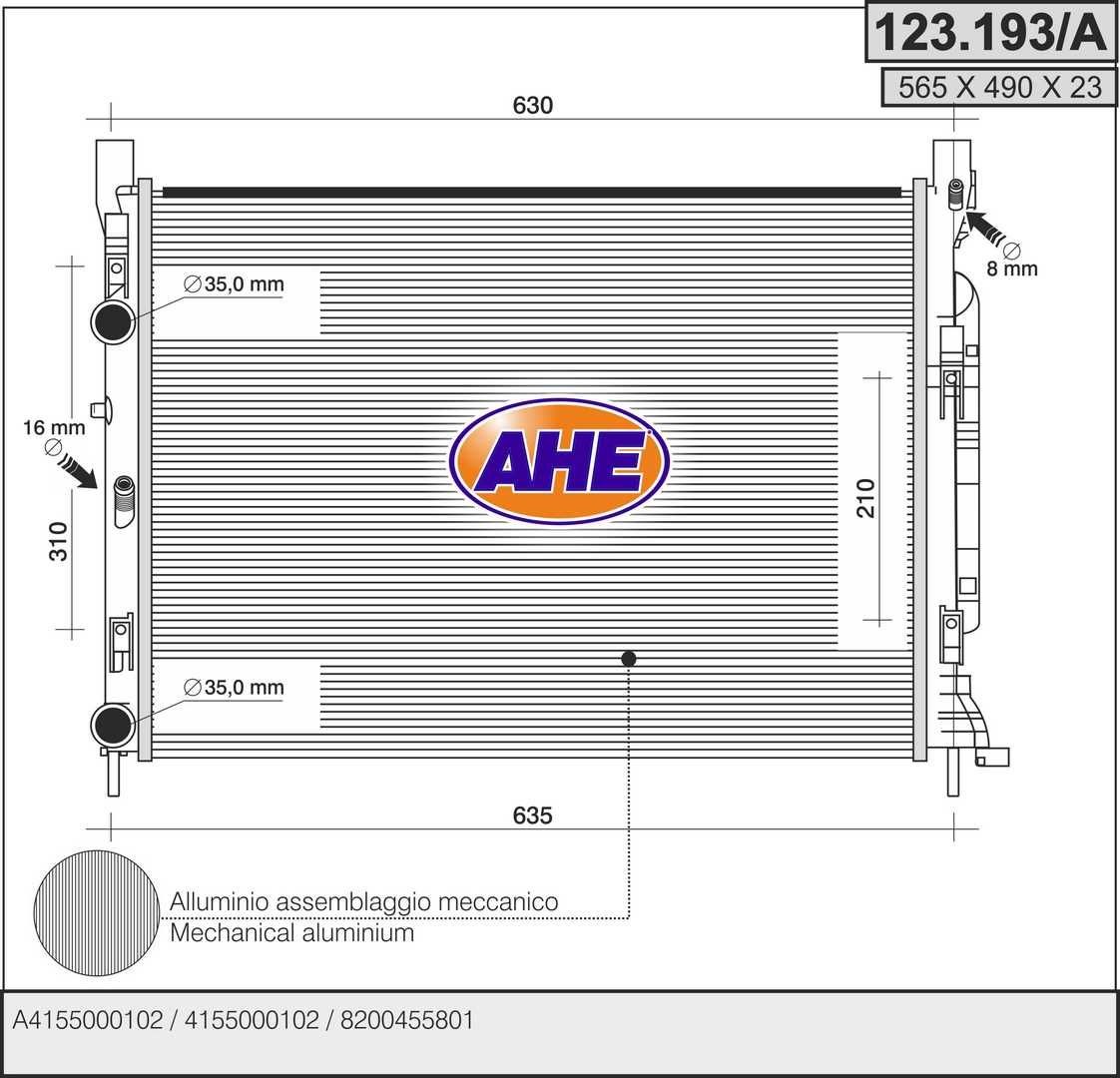 AHE Radiatore motore 123.193/A 123.193/A costo Radiatore AHE MERCEDES-BENZ SPRINTER