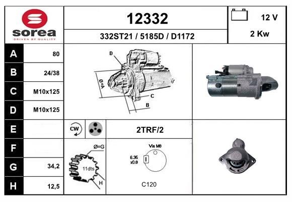 EAI Motor de arranque 12332 12332 Motor de arranque KIA SPORTAGE EAI