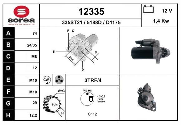 EAI Anlasser 12335 Motor Anlasser EAI Porsche CAYENNE 12335