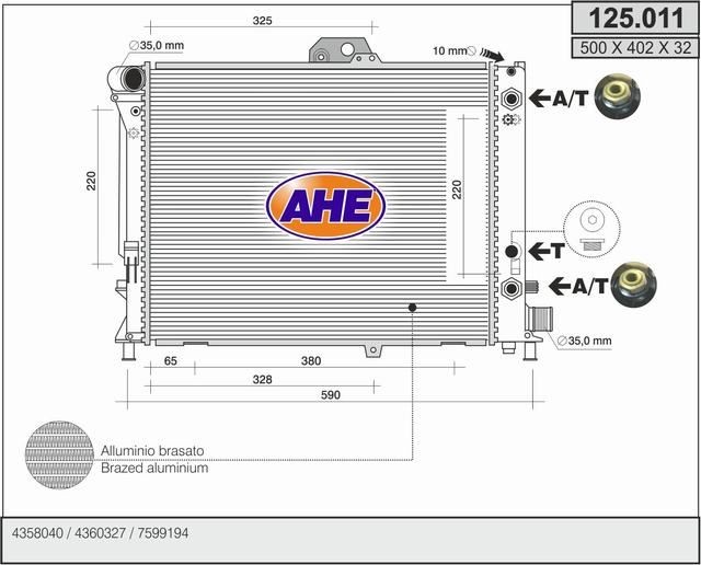 AHE Chladič motora 125.011 AHE 125.011 Chladič motora