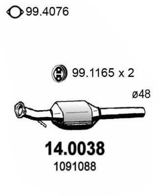 ASSO Katalüsaator 14.0038 Katalüsaator ASSO B-MAX 14.0038 odav