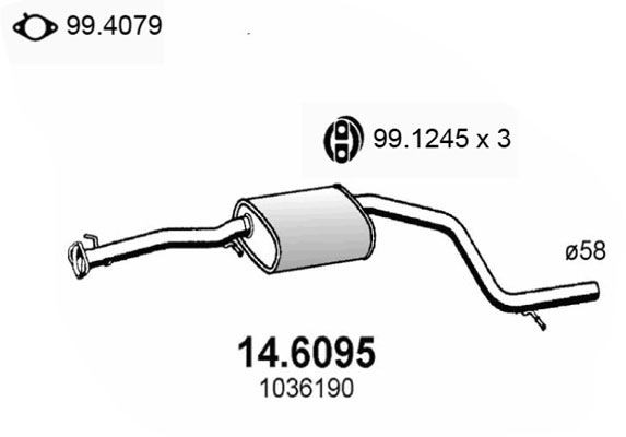 ASSO Mittenljuddämpare 14.6095 FORD central ljuddämpare ASSO 14.6095