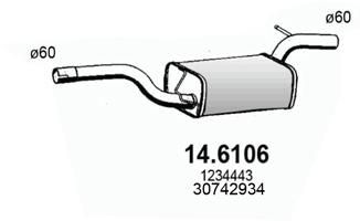 ASSO Stredný tlmič výfuku 14.6106 Stredný tlmič FORD ASSO 14.6106