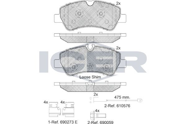 ICER Pastilhas de travão 142116-203 Jogo de pastilhas para travão de disco ICER Ford KUGA 142116-203