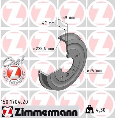 ZIMMERMANN Tambour de frein 150.1704.20 ZIMMERMANN 150.1704.20 Tambour de frein BMW Z4 e85 pas cher
