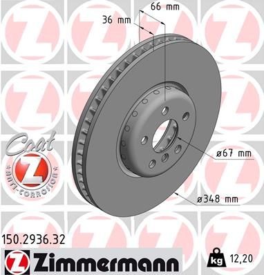 ZIMMERMANN Disque de frein 150.2936.32 150.2936.32 FORMULA F COAT Z Disque de frein sport TOYOTA URBAN CRUISER ZIMMERMANN