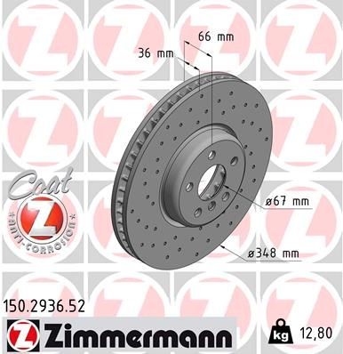 ZIMMERMANN Brake disc 150.2936.52 ZIMMERMANN 150.2936.52 Brake disc BMW 5 Saloon (G30, F90) M 550 i xDrive 462 hp 2017