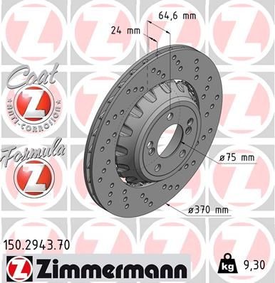 ZIMMERMANN Bremseskive 150.2943.70 Bremseskiver ZIMMERMANN BMW i3 150.2943.70