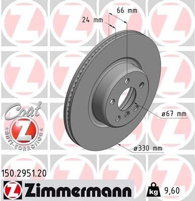 ZIMMERMANN Brake disc 150.2951.20 ZIMMERMANN 150.2951.20 Brake disc BMW 5 Saloon (G30, F90) M 550 i xDrive 462 hp 2019