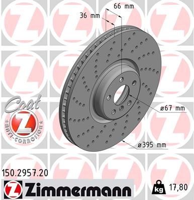 Brake disc ZIMMERMANN 150.2957.20 ZIMMERMANN 150.2957.20 2025 BMW 6 Series brake discs replacement