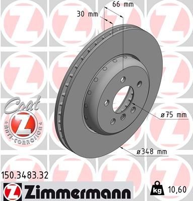 ZIMMERMANN Disque de frein 150.3483.32 BMW Série 3 Disque ZIMMERMANN FORMULA F COAT Z 150.3483.32