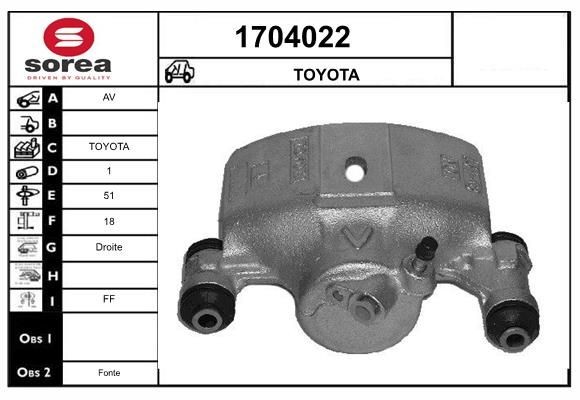 SNRA Bremsecaliper 1704022 SNRA 1704022 Bremsecaliper Corolla E90 pris