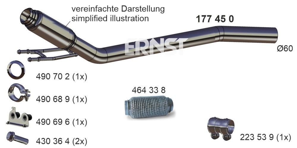 ERNST Exhaust Pipe 177450 Chevy AVEO ERNST exhaust pipe 177450