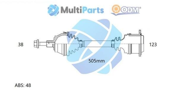 ODM-MULTIPARTS Drivaxel 18-213051 18-213051 ODM-MULTIPARTS drivaxlar VW TOURAN