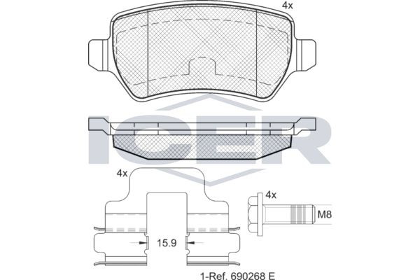 ICER Brake pad set 181622-204 181622-204 ICER brake pads for KIA SEDONA
