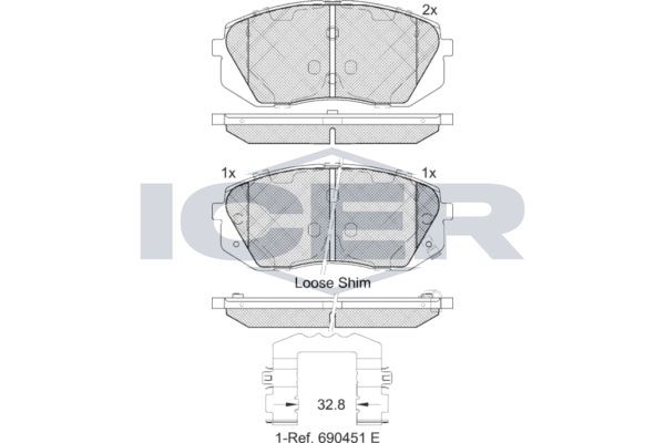 ICER Brake pad set 181826-202 181826-202 ICER brake pads for KIA SEDONA