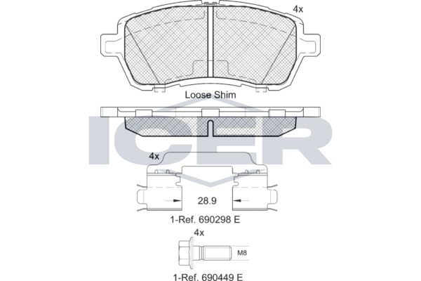 ICER Pastilhas de travão 181881-204 Pastilhas de freio ICER Ford KUGA 181881-204