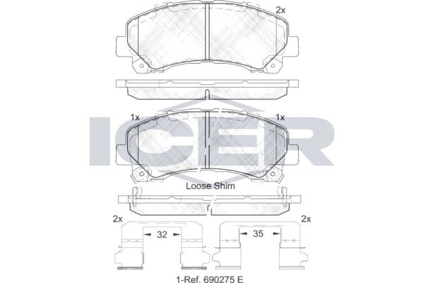 ICER Kit pastiglie freni 182082 Costo Pastiglie dei freni ICER ISUZU 182082