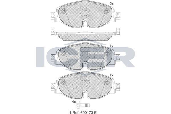 ICER Bromsbelägg 182111-204 182111-204 Bromsbelägg ICER AUDI 100