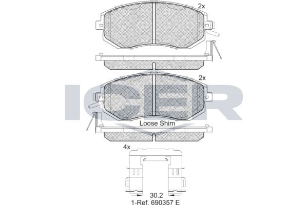 ICER Pastilhas de travão 182199 Jogo de pastilhas de travão ICER Toyota FORTUNER 182199