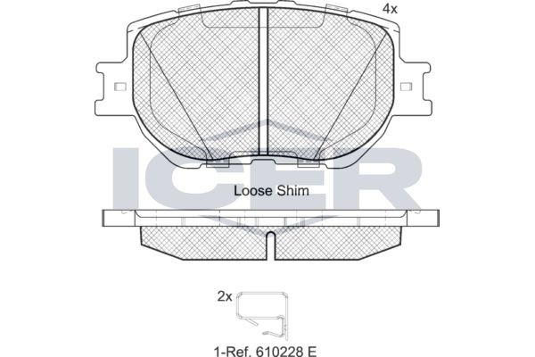 ICER Piduriklotsid 182200 Pidurikattekomplekt, ketaspidur ICER Toyota AURIS 182200