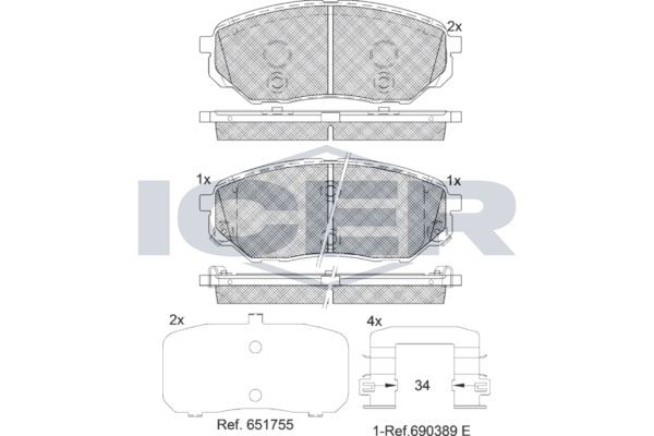 ICER Brake pad set 182244 KIA SEDONA ICER brake pads 182244