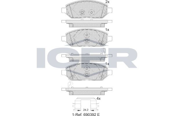ICER Bremseklosser 182264 182264 Bremsebelegg CHEVROLET EQUINOX ICER