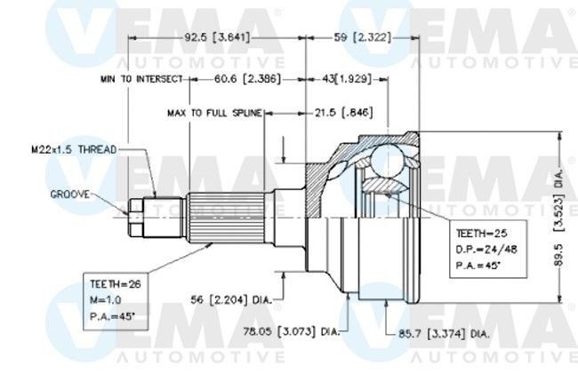 VEMA Liigendlaager, veovõll 18549 Pooltelje ots MAZDA VEMA 18549