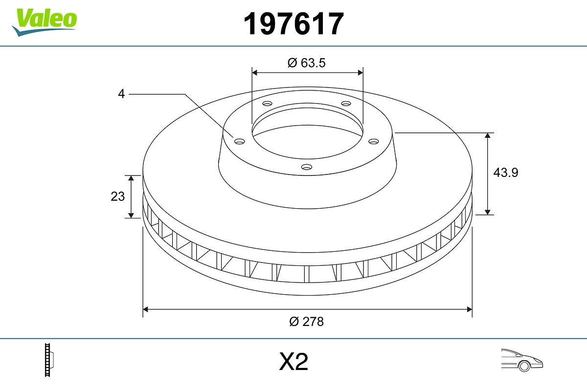VALEO Δισκόπλακα 197617 197617 Αγωνιστικές δισκόπλακες FORD TRANSIT CONNECT VALEO
