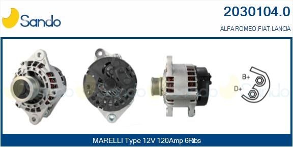 SANDO Alternatore 2030104.0 SANDO 2030104.0 Alternatori Fiat BRAVO originali