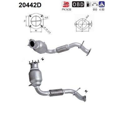 Catalyseur AS 20442D AS 20442D: Pot catalytique Ford TRANSIT 2008